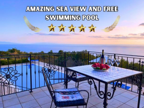 Villa con piscina vista mare